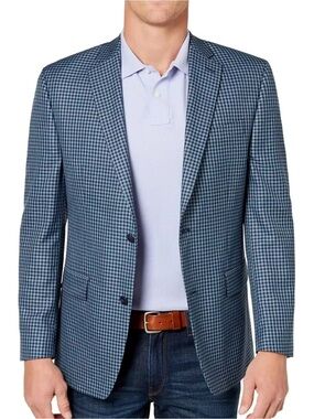 Michael Kors Blue Checked Sport Coat 46R